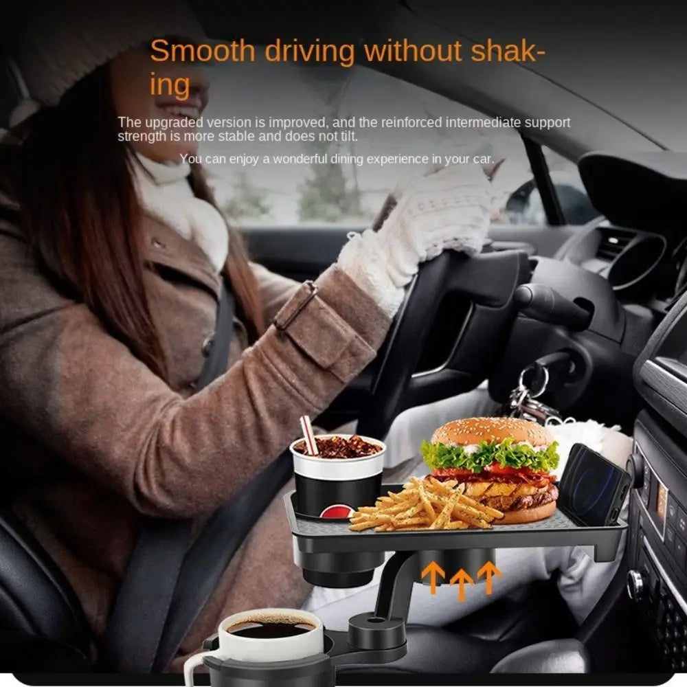 with Tray Car Cup Holder Expander Anti Slip Adjustable Base Center Console Cup Holder 360-Degree Rotation Stretchable Zpaxo