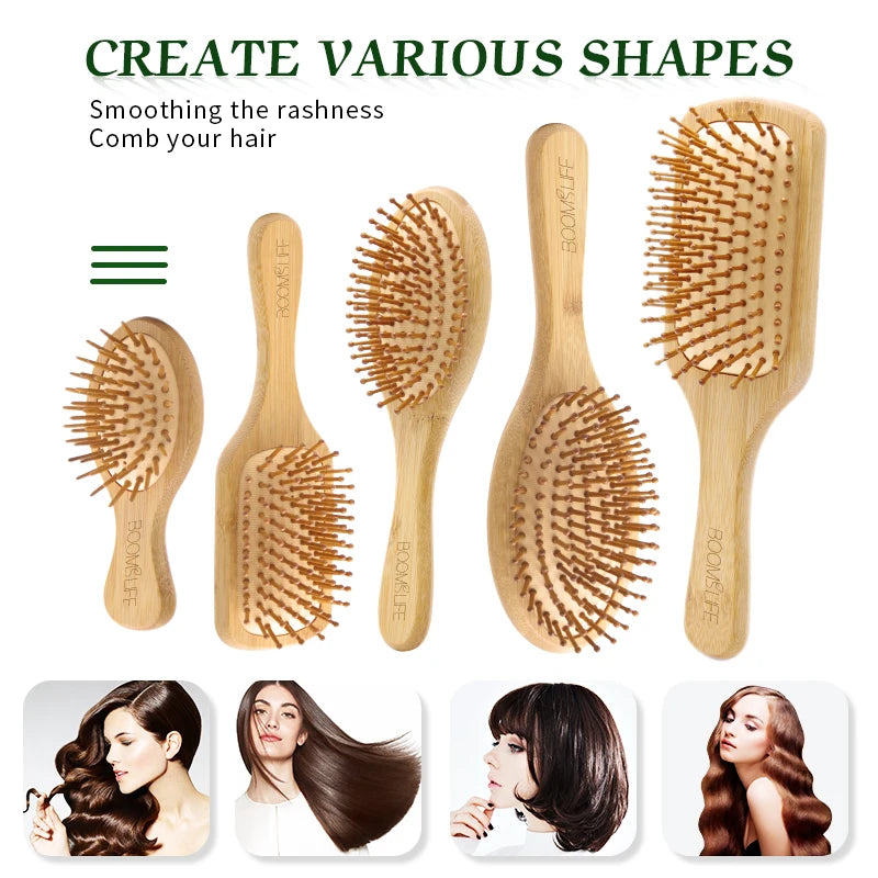 Bamboo Hair Brush Women Styling Hair Comb Hairbrush Wide Teeth Bamboo Combs for Hair Smooth Massage Scalp Brush Barber Comb Zpaxo