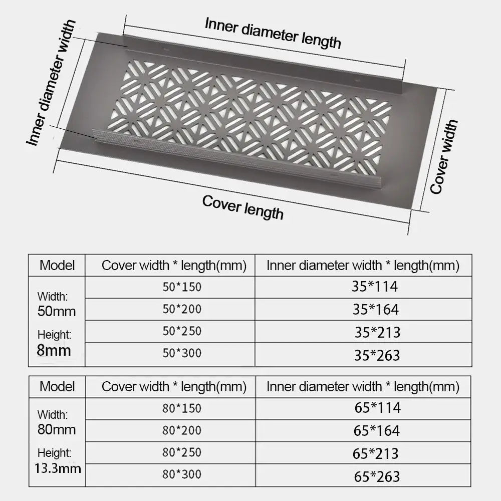 Aluminum Alloy Louver Air Vent Grille Cover 50/80mm Air Vent Grille Cover Zpaxo