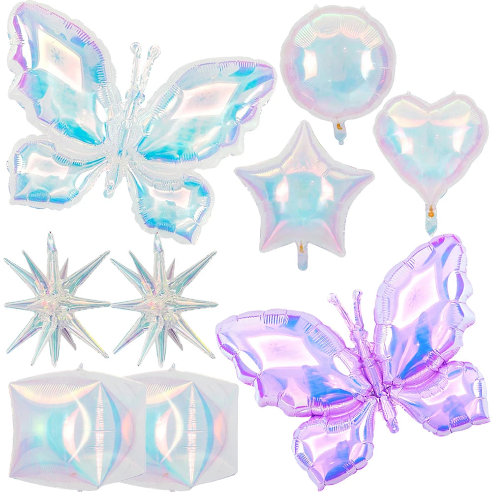 Laser Butterfly Balloon Large Colorful Transparent Foil Balloons