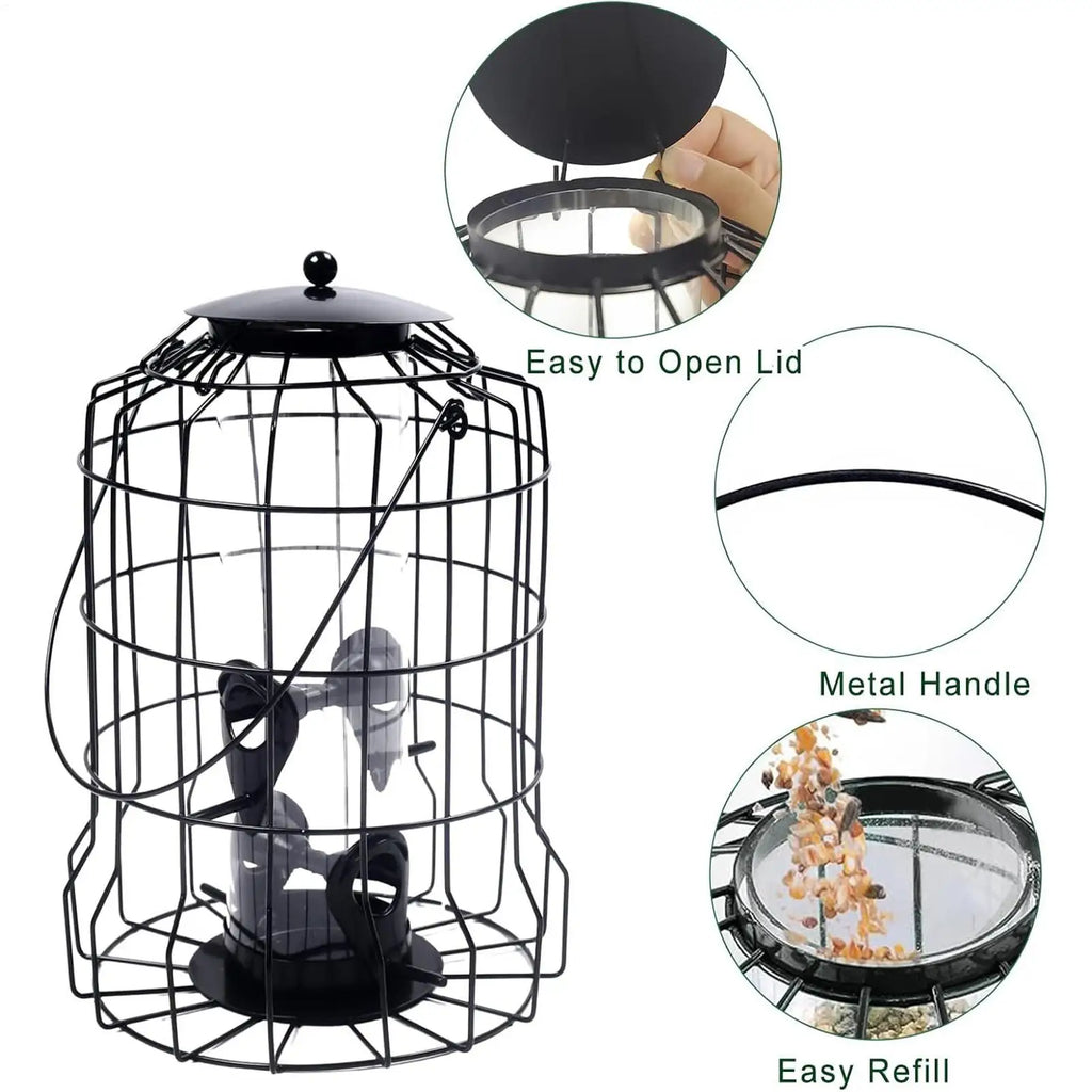 Bird Feeder 4-Port Weatherproof Squirrel Proof Metal Large Bird Feeder Outdoor Hangable for Watching Hummingbird Finch Chickadee Zpaxo