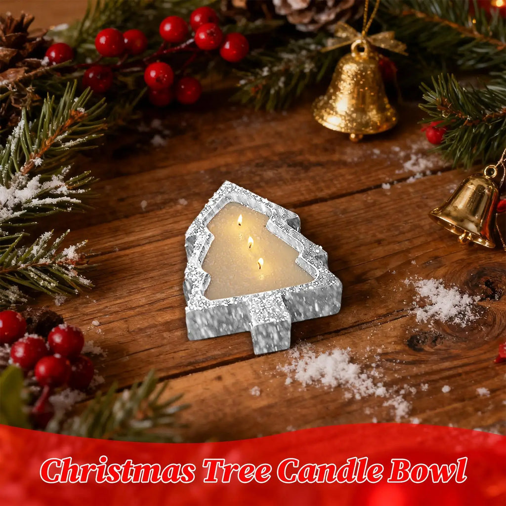 Wooden Candle Bowl Rustic Christmas Tree Home Decor Bowls Holder