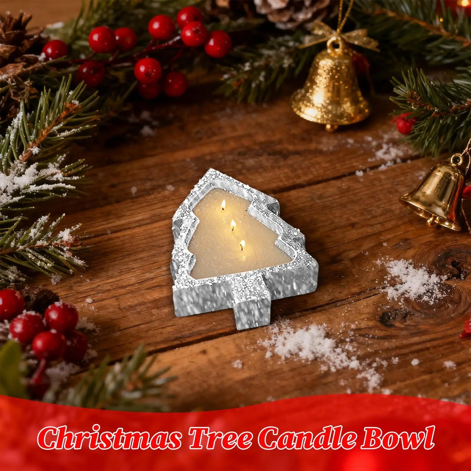 Wooden Candle Bowl Rustic Christmas Tree Home Decor Bowls Holder