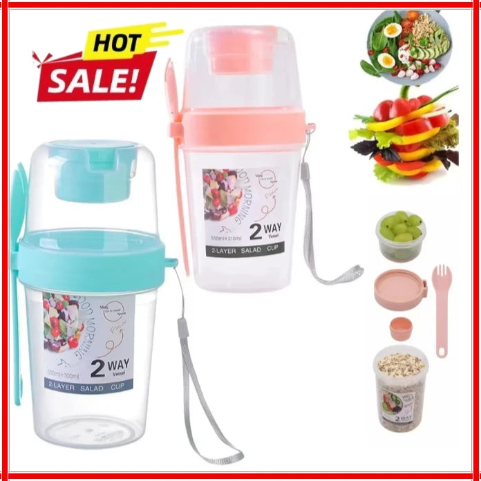 Portable Parfait Cups with Lid & Fork – Yogurt, Salad & Oatmeal Portable Food Containers Zpaxo