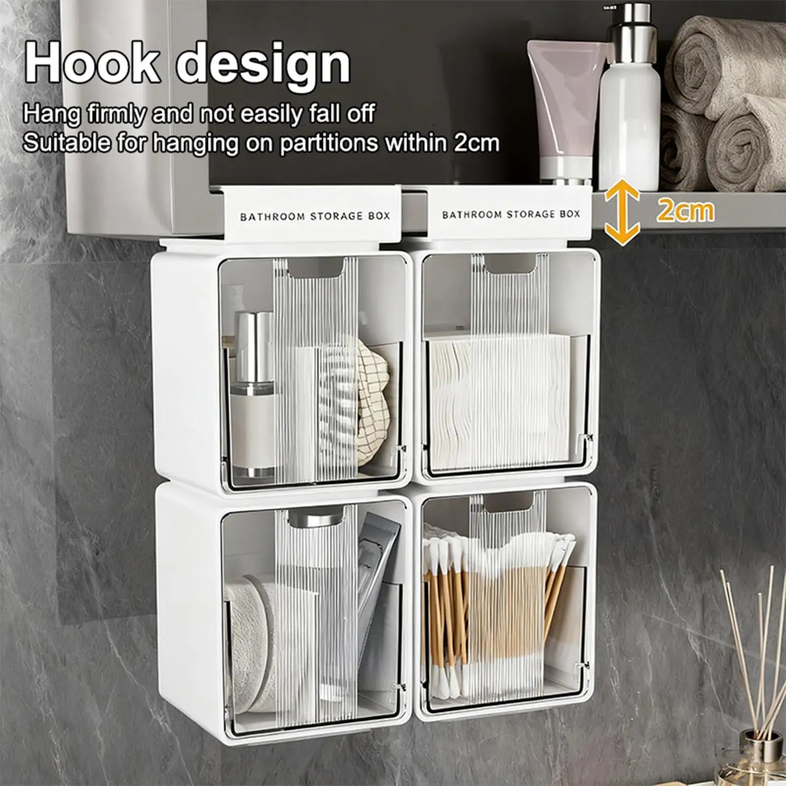 Under Cabinet Drawer Dustproof Divided Clear No Drilling Pull-out