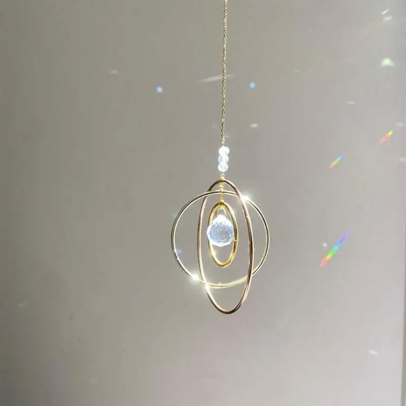 Suncatcher Hanging Crystal Moon Catcher Pendants Wind Chimes Rainbow Prism Window Drop Bell Christmas Tree Home Decor Zpaxo