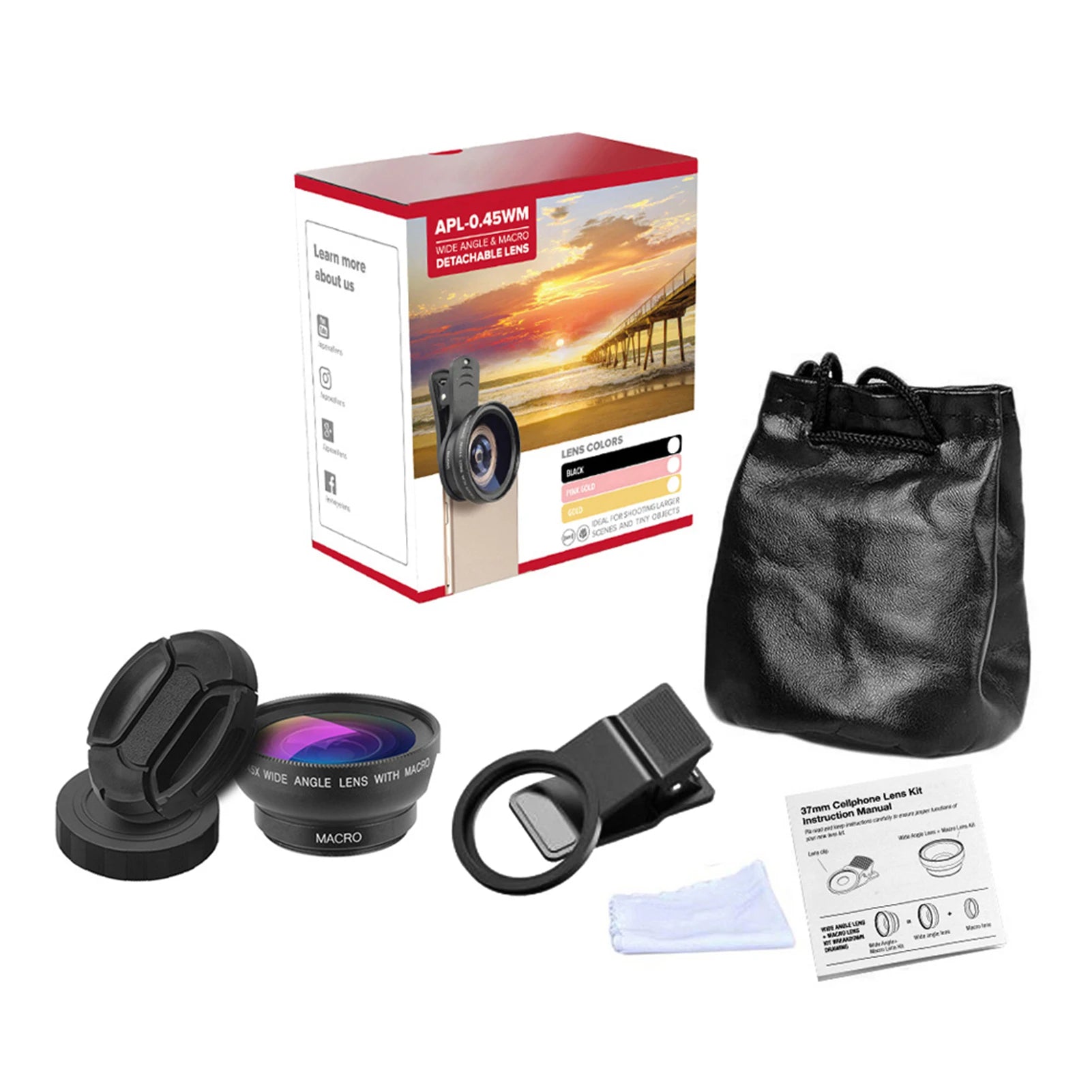 APL-0 45WM Phone Lens 0 45X Wide Angle 12 5X Macro HD Camera Lenses