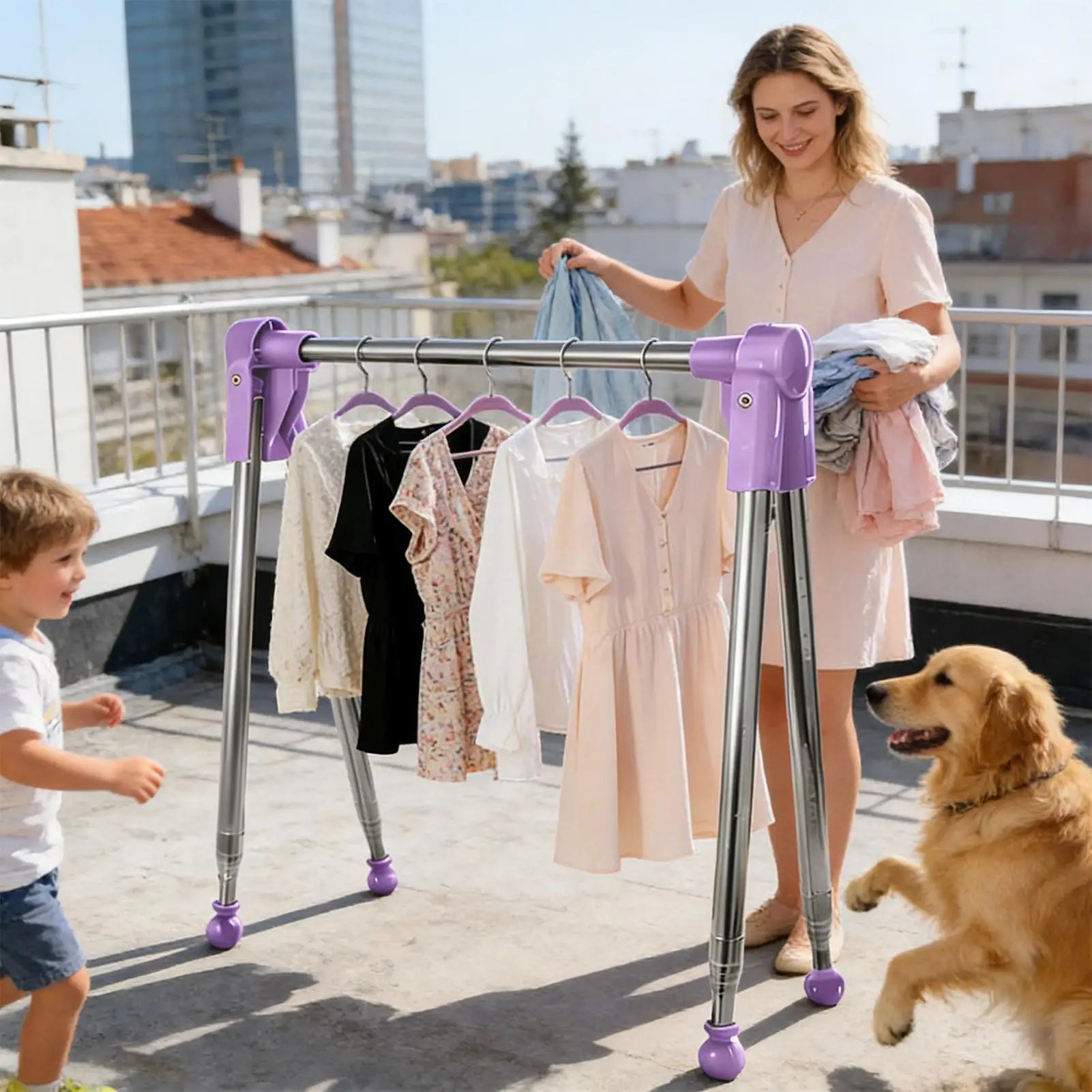 Foldable Clothes Drying Rack Stainless Steel Telescopic Garment Hanger Clothing Drying Rack for Balcony Travel Camping Bathroom Zpaxo
