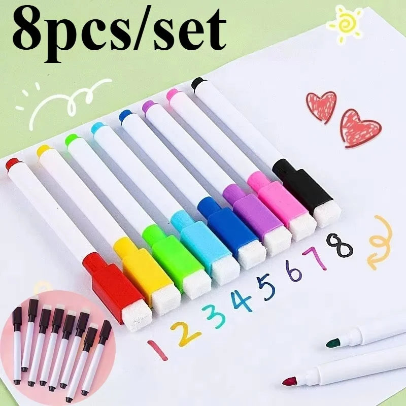 6/8Pcs Magnetic Erasable Whiteboard Pen Color Options Numbering Stationery Office Teaching Supplies For Whiteboard Student Note Zpaxo