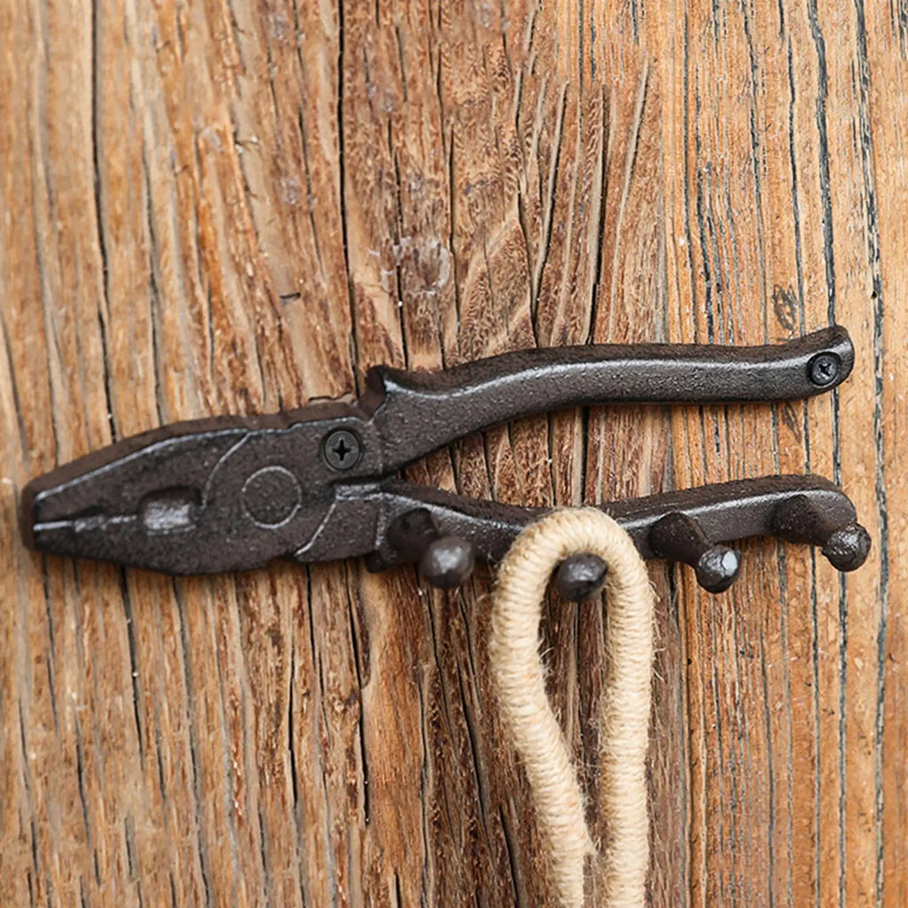 Cast Iron Wall Hooks Plier Shape Vintage Tool Hanger Rustic Key Hanger Holder for Homeowners DIY Enthusiasts Mechanics Craftsmen Zpaxo