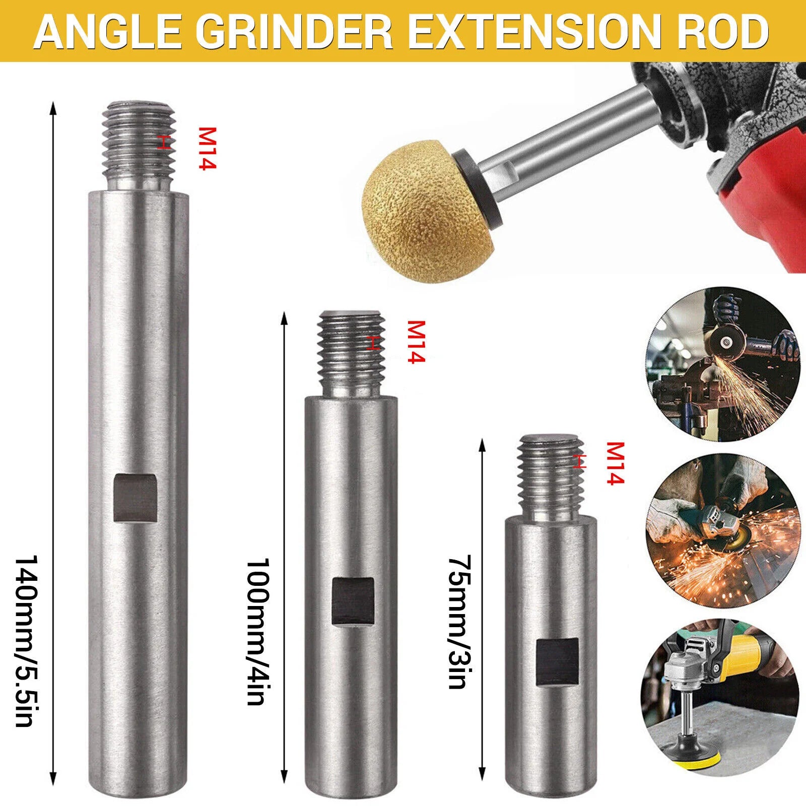 M14 Angle Grinder Extension Rod 75 100 Thread Adapter Polishing Pad