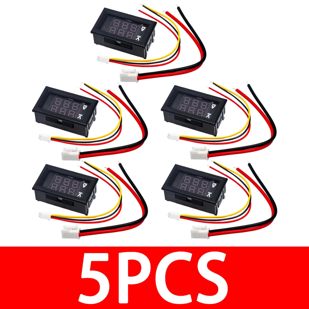 0.28" Red/Blue Dual LED Digital Meter (1PCS): DC 0-100V 10A Voltmeter-Ammeter Panel – For DC Voltage & Current Measurement Zpaxo 5PCS