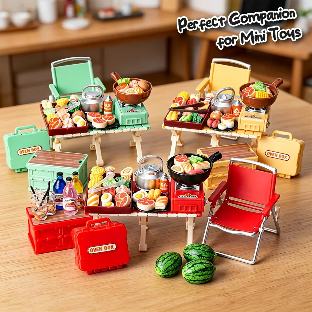 Realistic Miniature Camping Picnic Furniture Doll House Portable