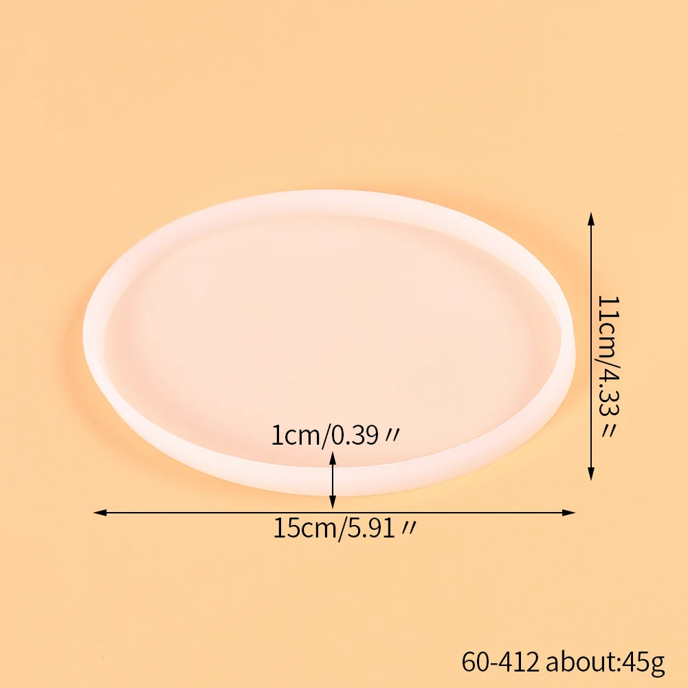 Coaster Silicone Resin Mold Heart Round Square Hexagon Oval Cup Tray Mat Casting Crafts Jewelry Storage Tray Making Home Decor Zpaxo Oval 15cm