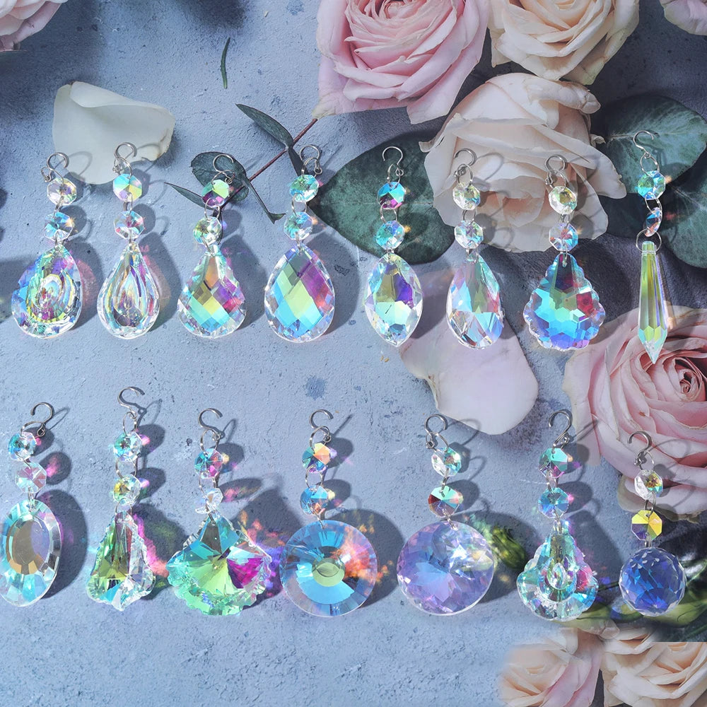 Crystal Suncatcher Pendant 9cm – AB Rainbow Glass Prism Decor