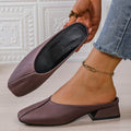 Women Mules Shoes 2025 New Low Heel Comfortable Slippers Outdoor Spring Summer Shoes Large Size Square Head Flat Sandals Women Zpaxo Coffee color 43