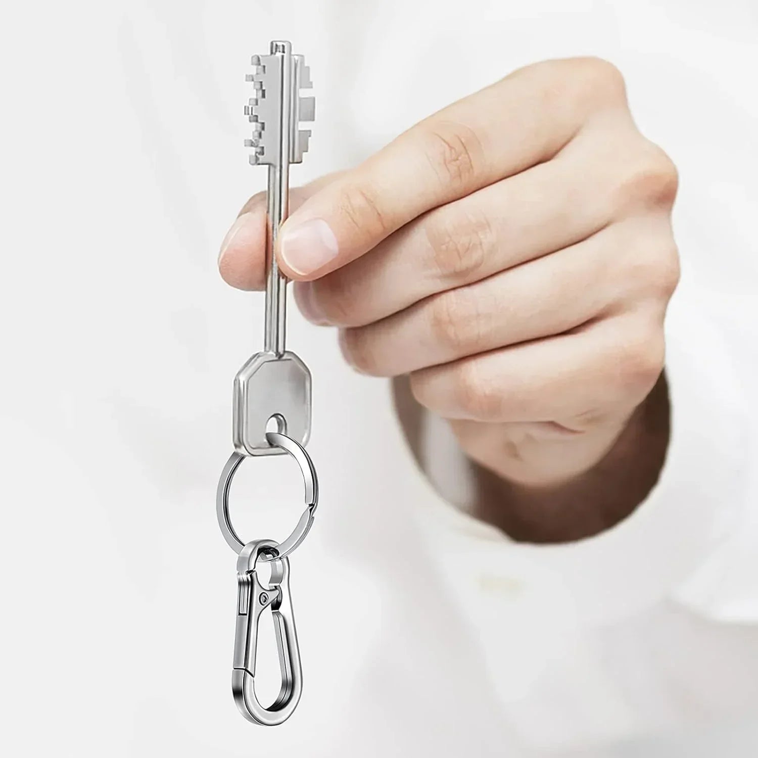 4-Pack Metal Carabiner Clip Keychain & Key Ring Holder Set