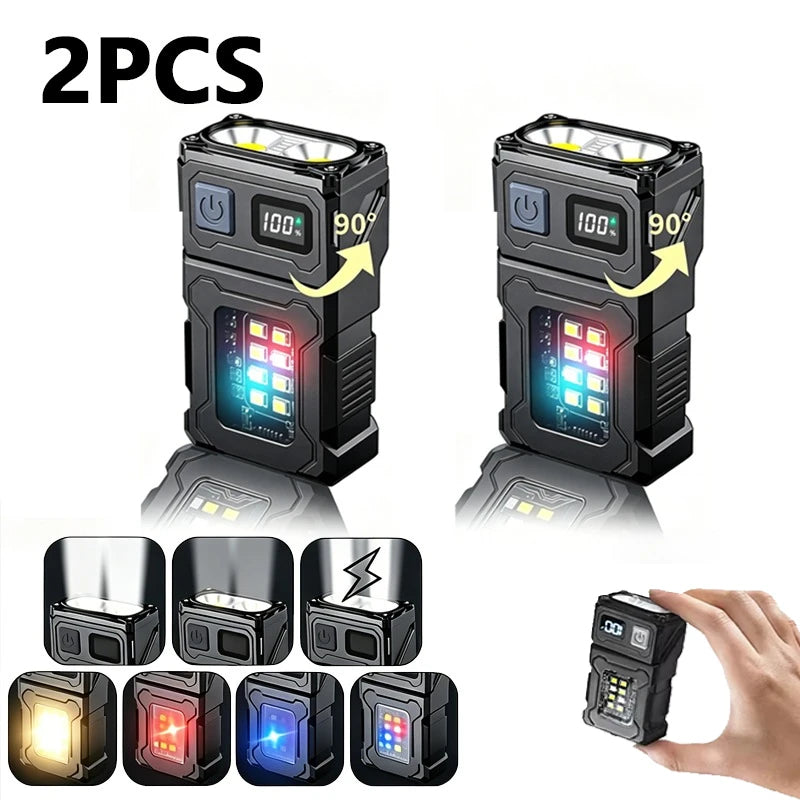 Mini Keychain Flashlight Rechargeable Camping Lamp Safety Warning Zpaxo