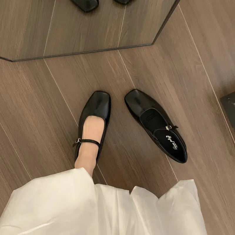 Flat Shoes for Women's Mary Jane Shoes Autumn Winter New French Retro Loafers Women's Shoes Ladies Plus Size 41 42 43 Zpaxo