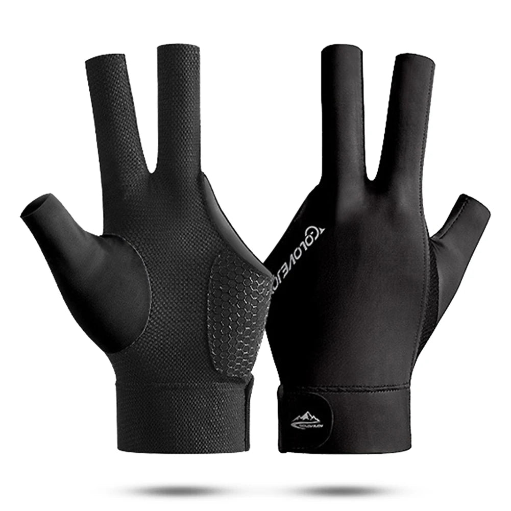 Open Finger Billiard Gloves Antiskid Polyester Snooker Billiards Zpaxo black