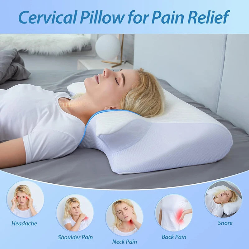 1pc Memory Foam Cervical Pillow, 2 in 1 Ergonomic Contour Orthopedic Pillow for Neck Pain, Contoured Support Pillows,Neck Pillow Zpaxo
