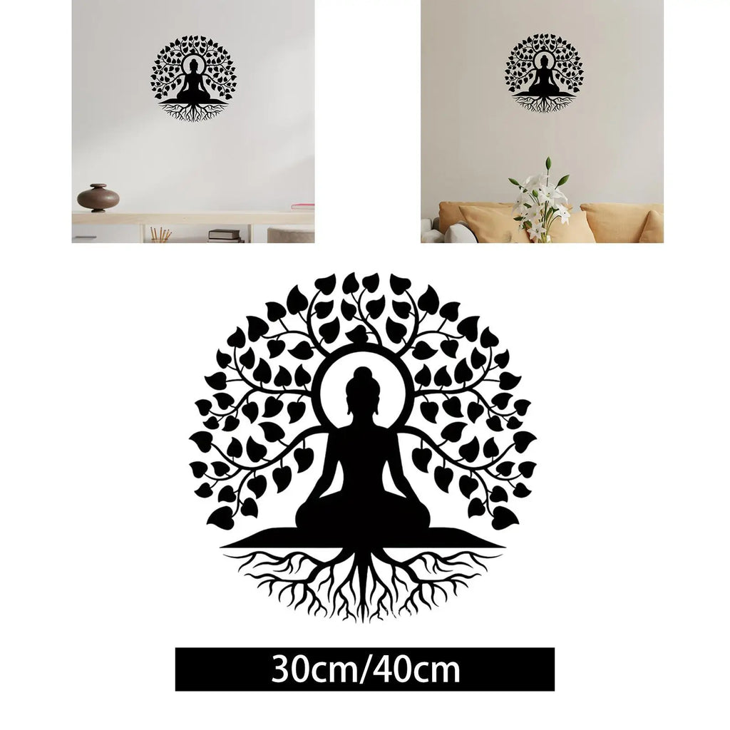 Black Buddha Metal Wall Art – Zen Spiritual Decor | 30 & 40cm Metal Wall Sculpture Zpaxo