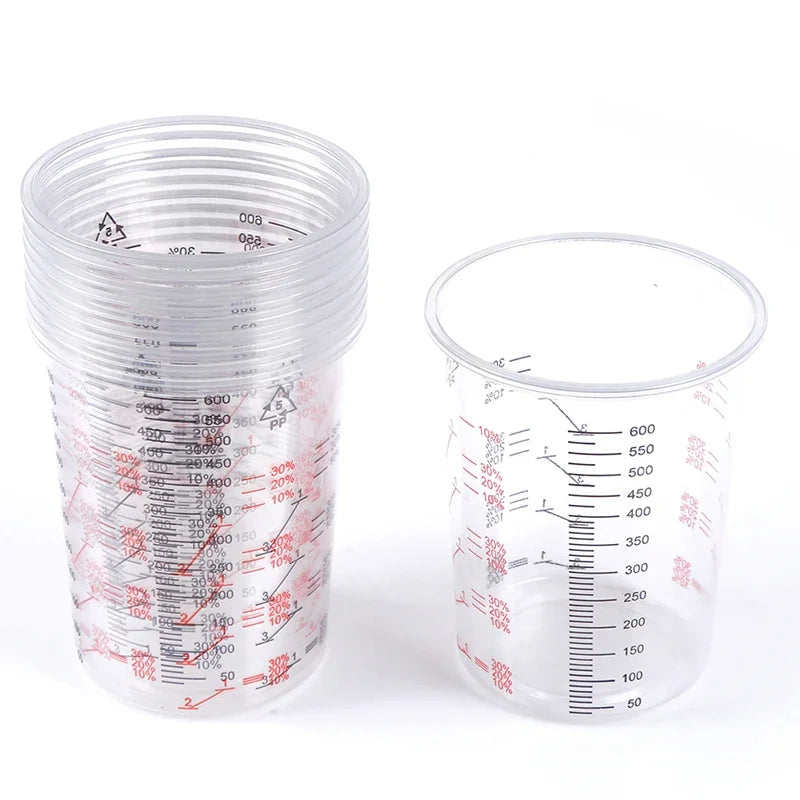 10Pcs 600ml Plastic Paint Mixing Cups Mixing Pot Paint Mixing Calibrated Cup Zpaxo
