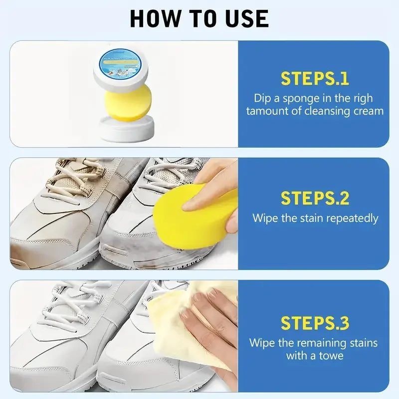 White Shoe Cleaner Paste - Multi-Purpose Whitening & Stain Remover for Faux Leather, Shoes, Bags & Car Interior Zpaxo