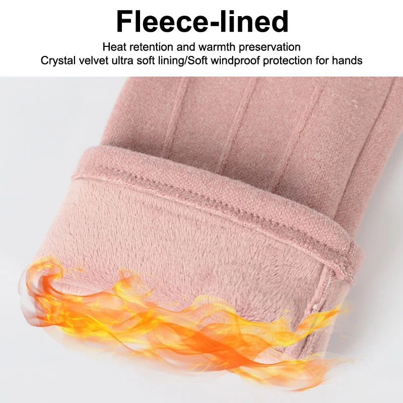 Touch Screen Compatible Suede Winter Gloves Men Women Thick Plush Zpaxo
