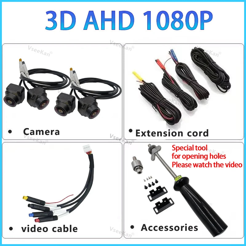 3D 360 Panoramic Car Camera Rear+front+side SN307-WDR 8K AHD1080P