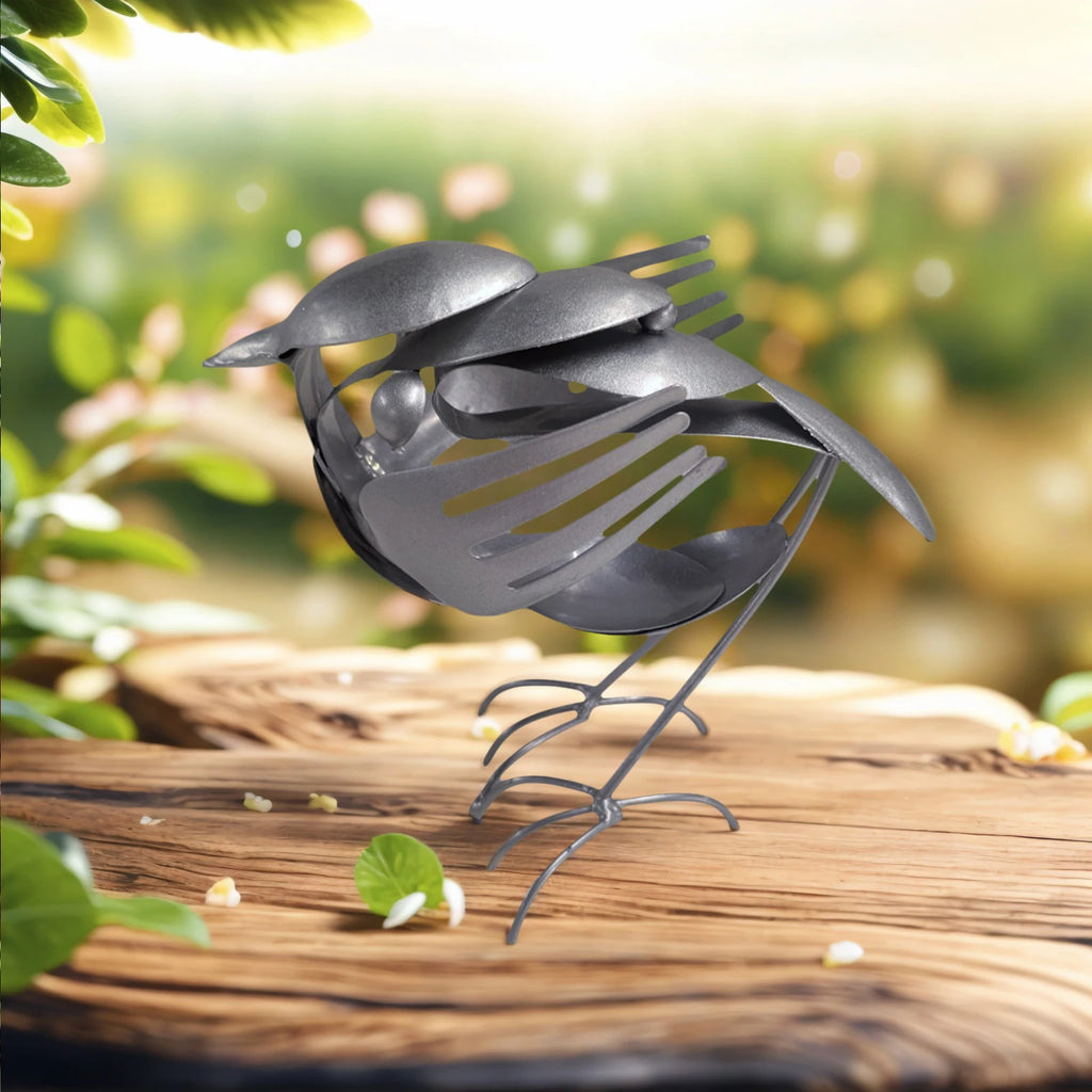 Miniature Scrap Metal Art Sculpture Robin Bird Figurine Small Desktop