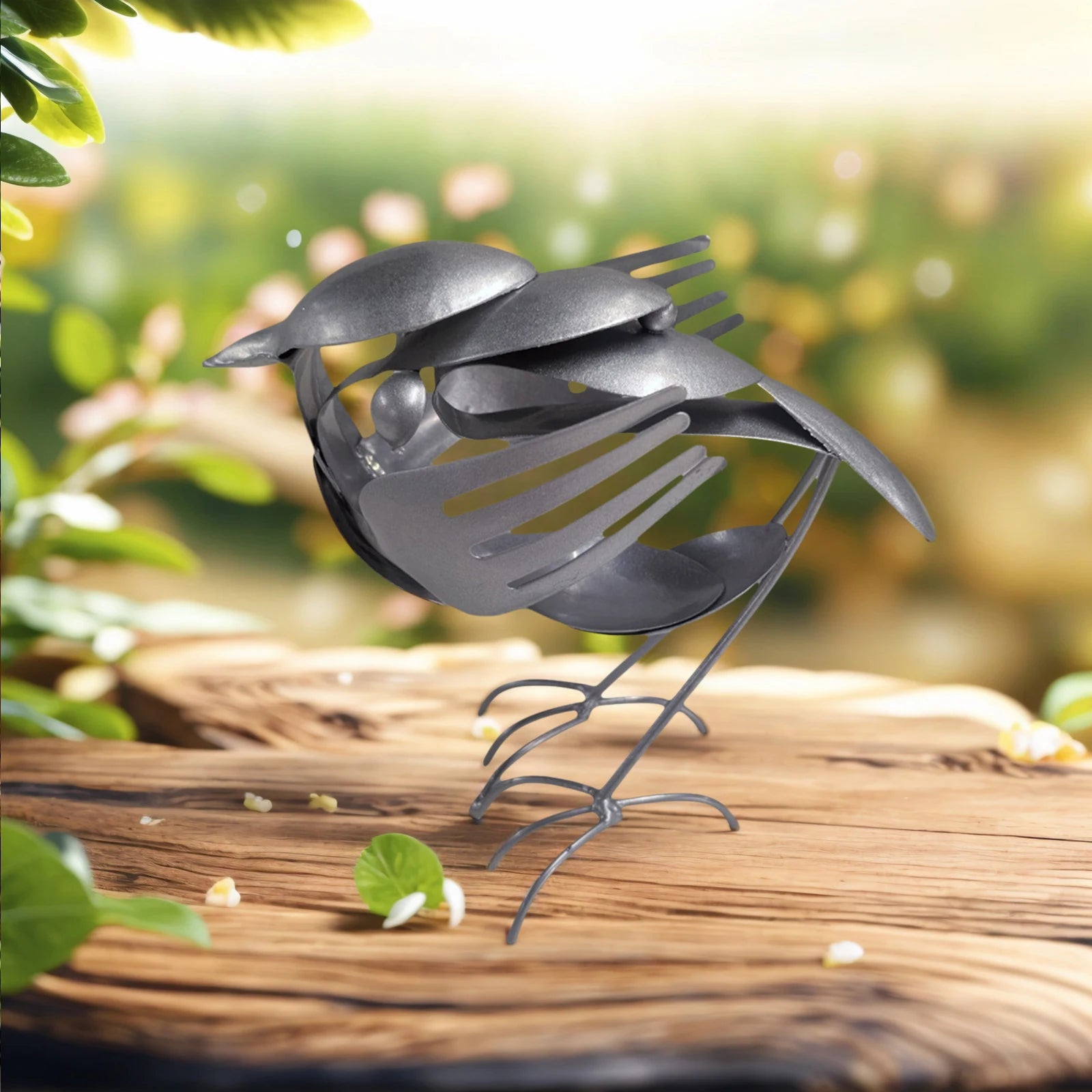 Miniature Scrap Metal Art Sculpture Robin Bird Figurine Small Desktop