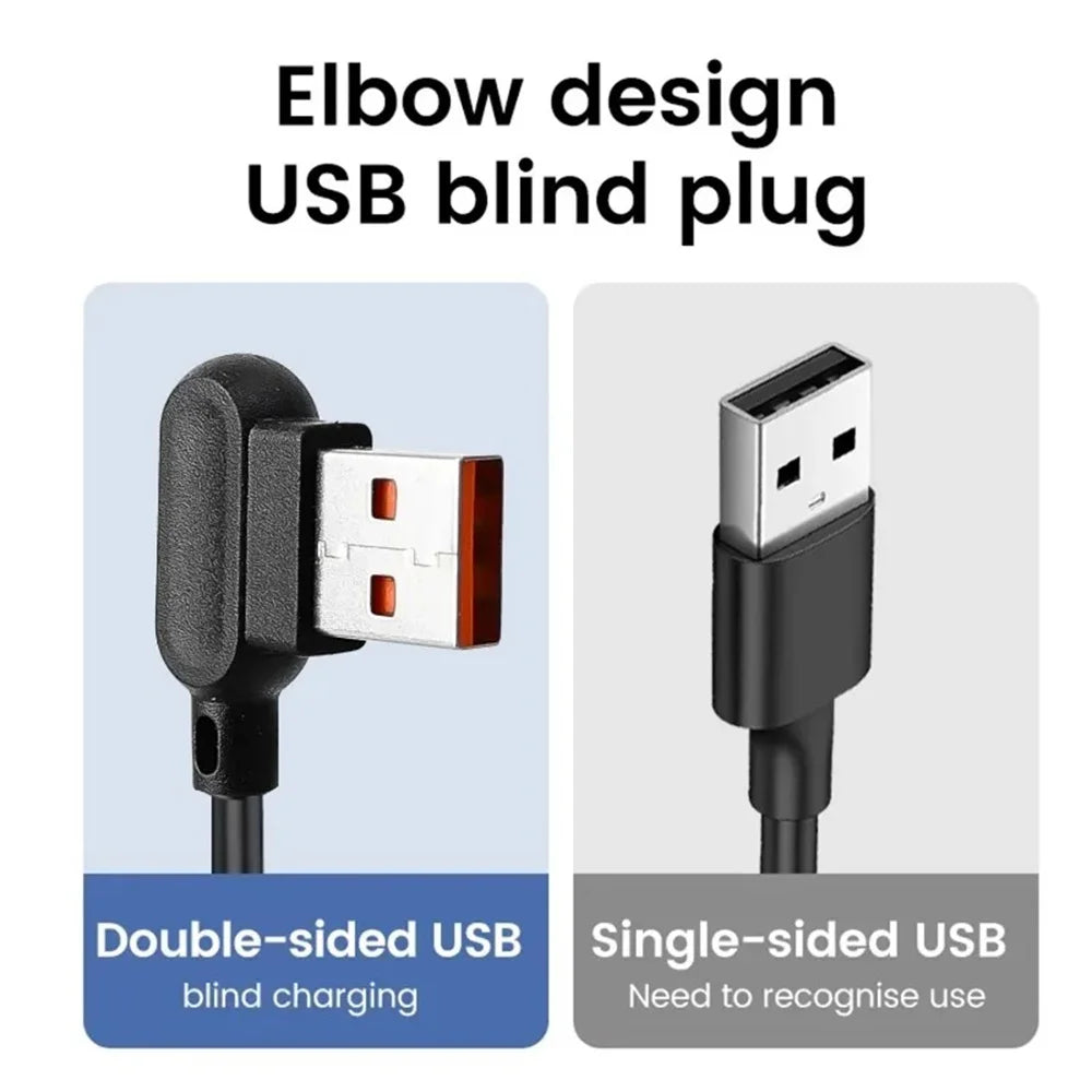 120W USB-C Elbow Retractable Fast Charging Cable | 6A USB-C Charging Cable Zpaxo