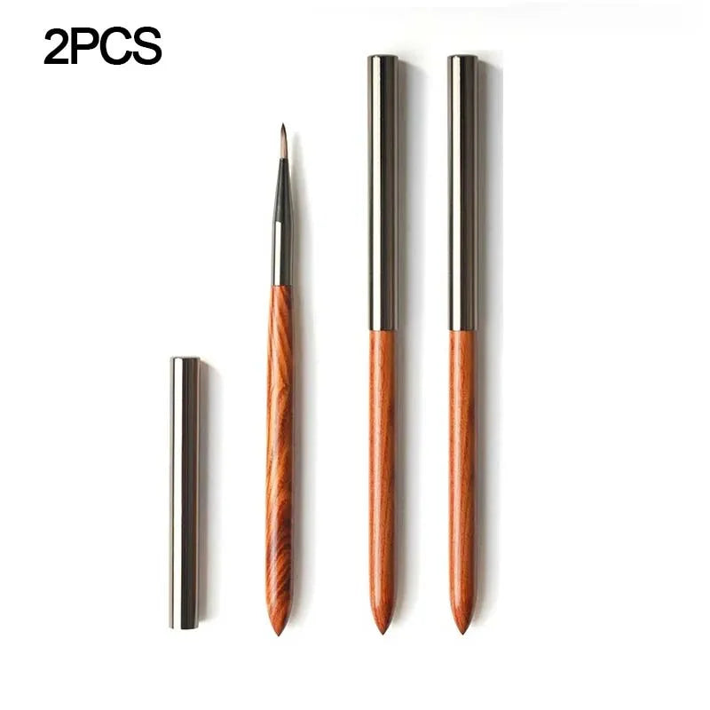 Soft Nylon Wood Handle Watercolor Nail Brush DIY Art Liner Stripes Zpaxo 2pc