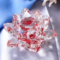 Crystal Lotus Flower Ornament Hand Cut Clear Glass Decor Feng Shui