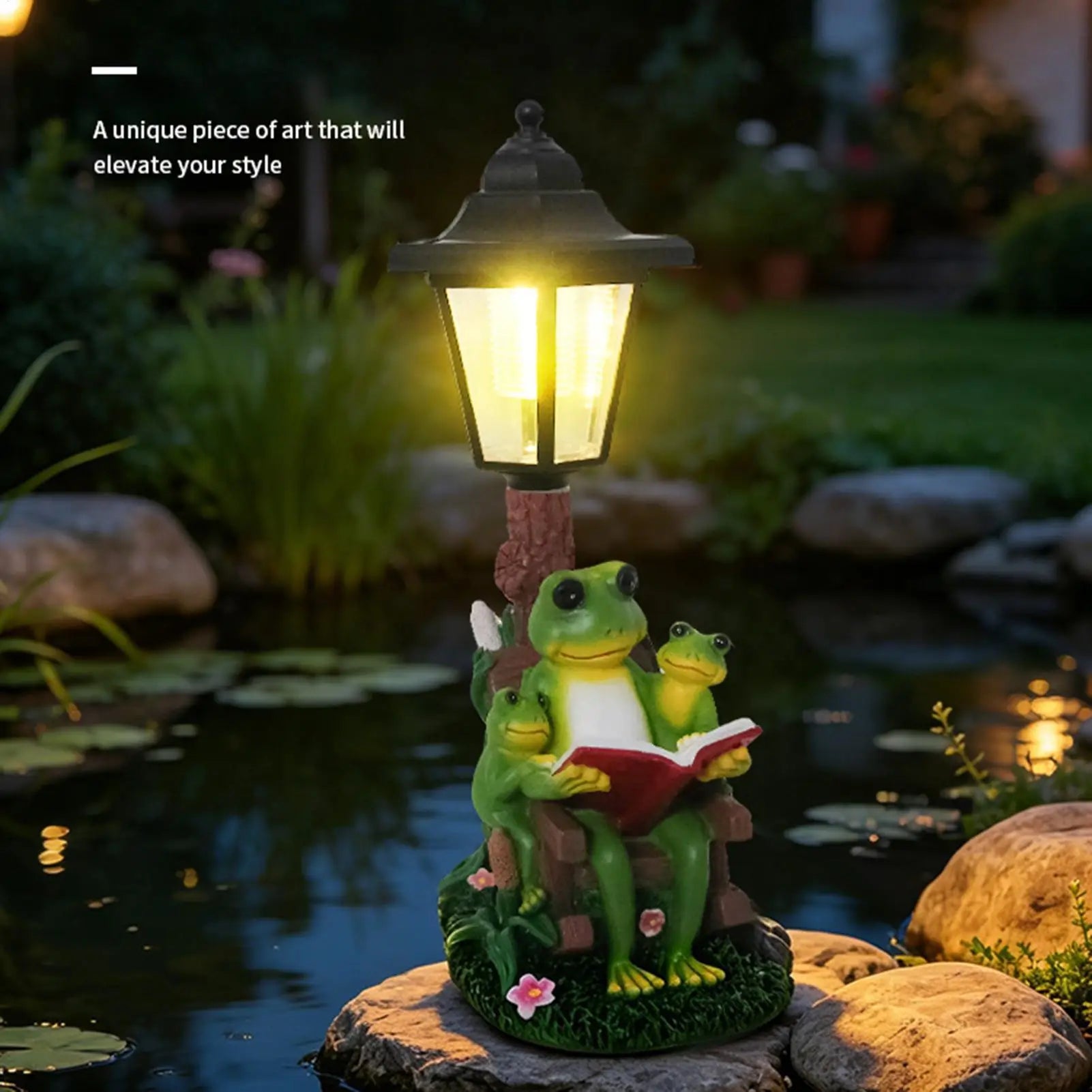 Solar Frogs Outdoors LED Resin Statue Lamp Frog Outdoor Decor Pathway