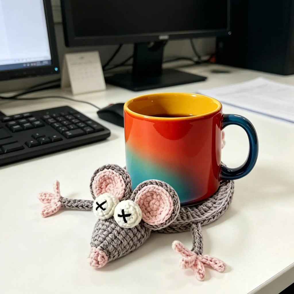 Crochet Coaster Cute Animal Shape Handmade Mat Coasters Coffee Table