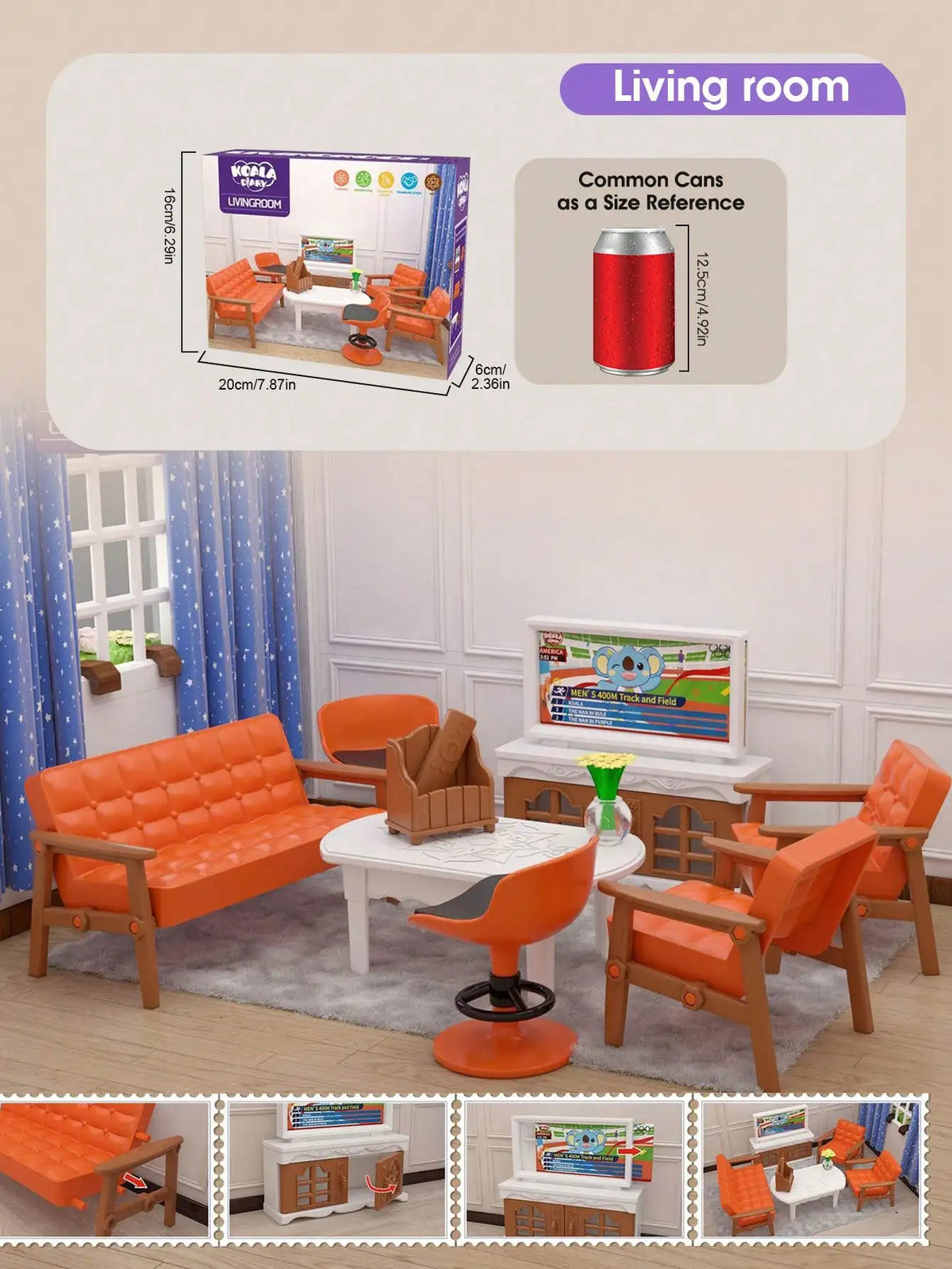 1 12 Miniature Furniture Forest Family Mini Bedroom Kitchen Bathroom Zpaxo Living Room