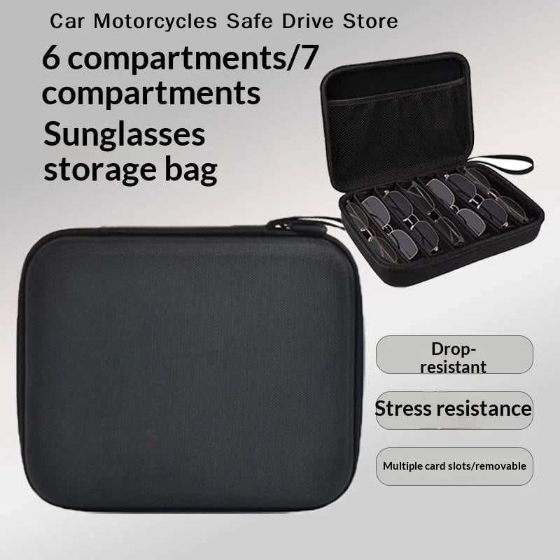 6 7 Compartment Adjustable Glasses Storage Box Portable Organizer