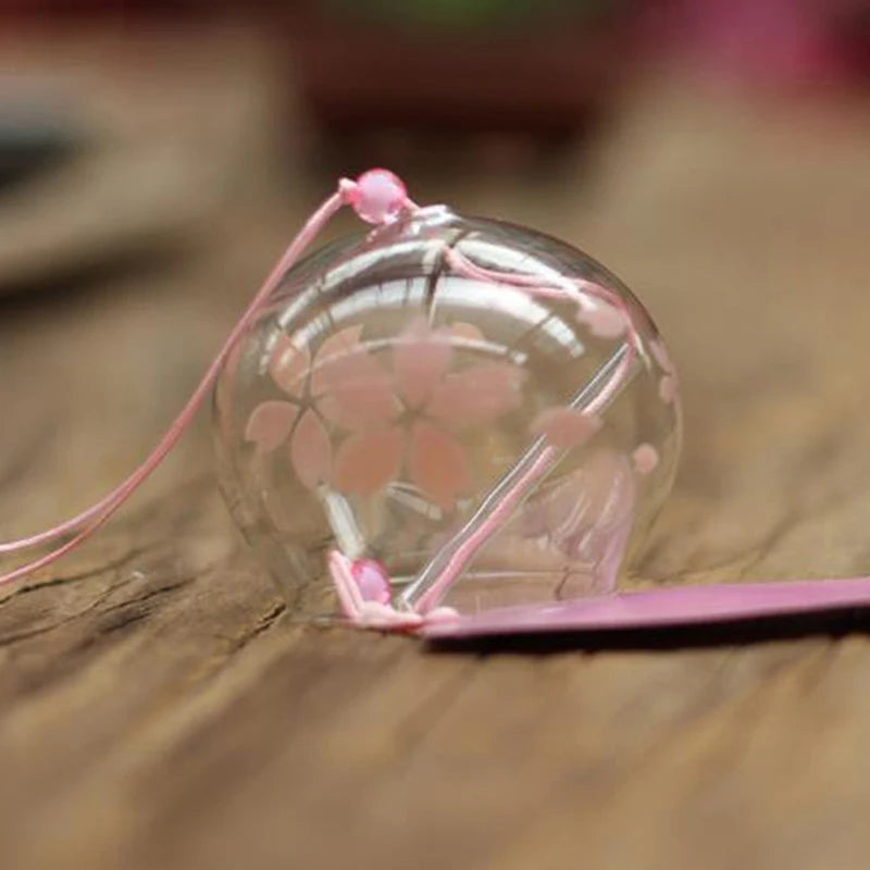 Japanese Glass Wind Sakura Chimes Hanging Craft Bell Home Decor
