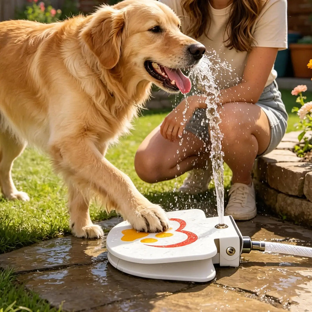 Dog Hose Toy Non-slip Paw Activated Pedal Fountain Outdoor Water Zpaxo