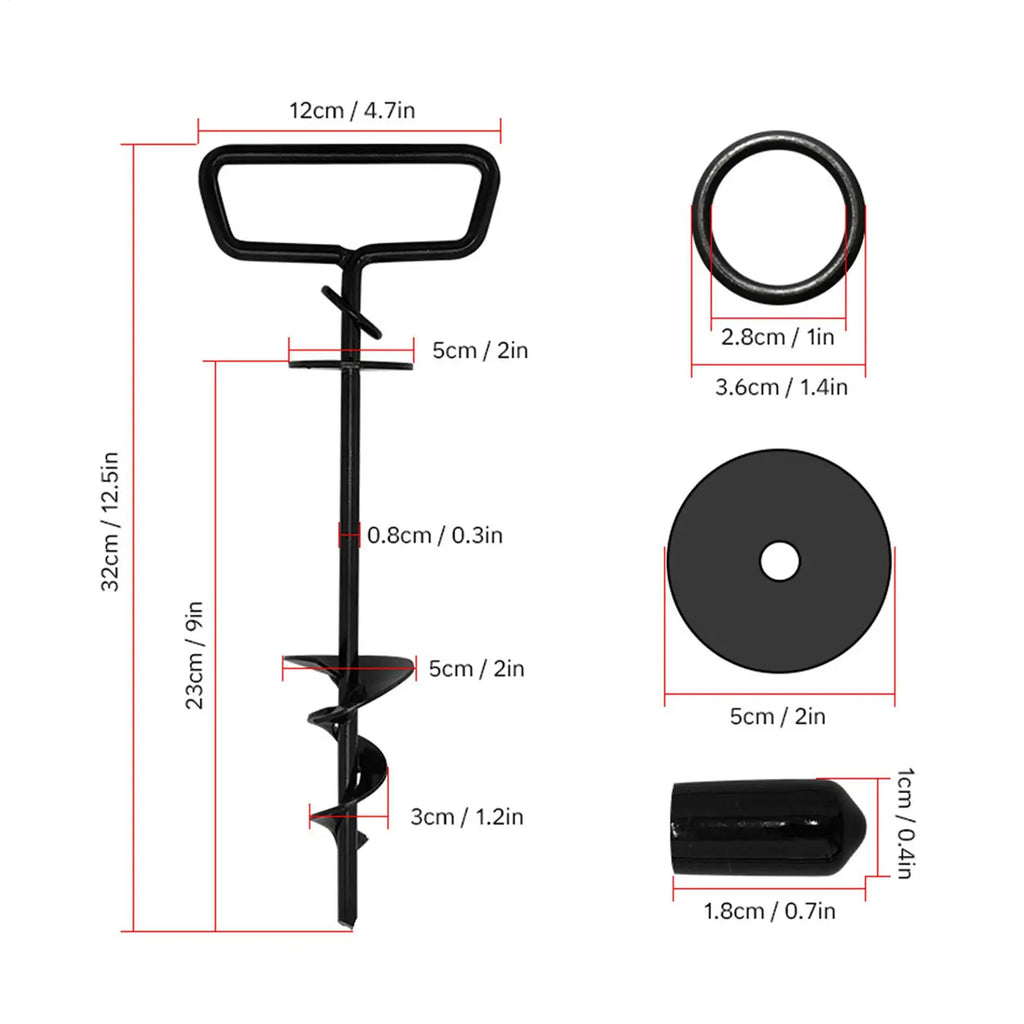 Dog Stake Heavy Duty Strong Grip Iron Strap Ground Garden Beach