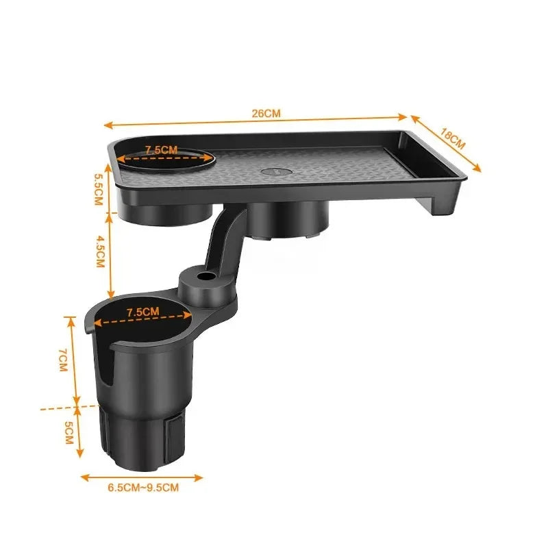 Universal Car Cup Holder Tray – Dual Cup Adjustable Food Table