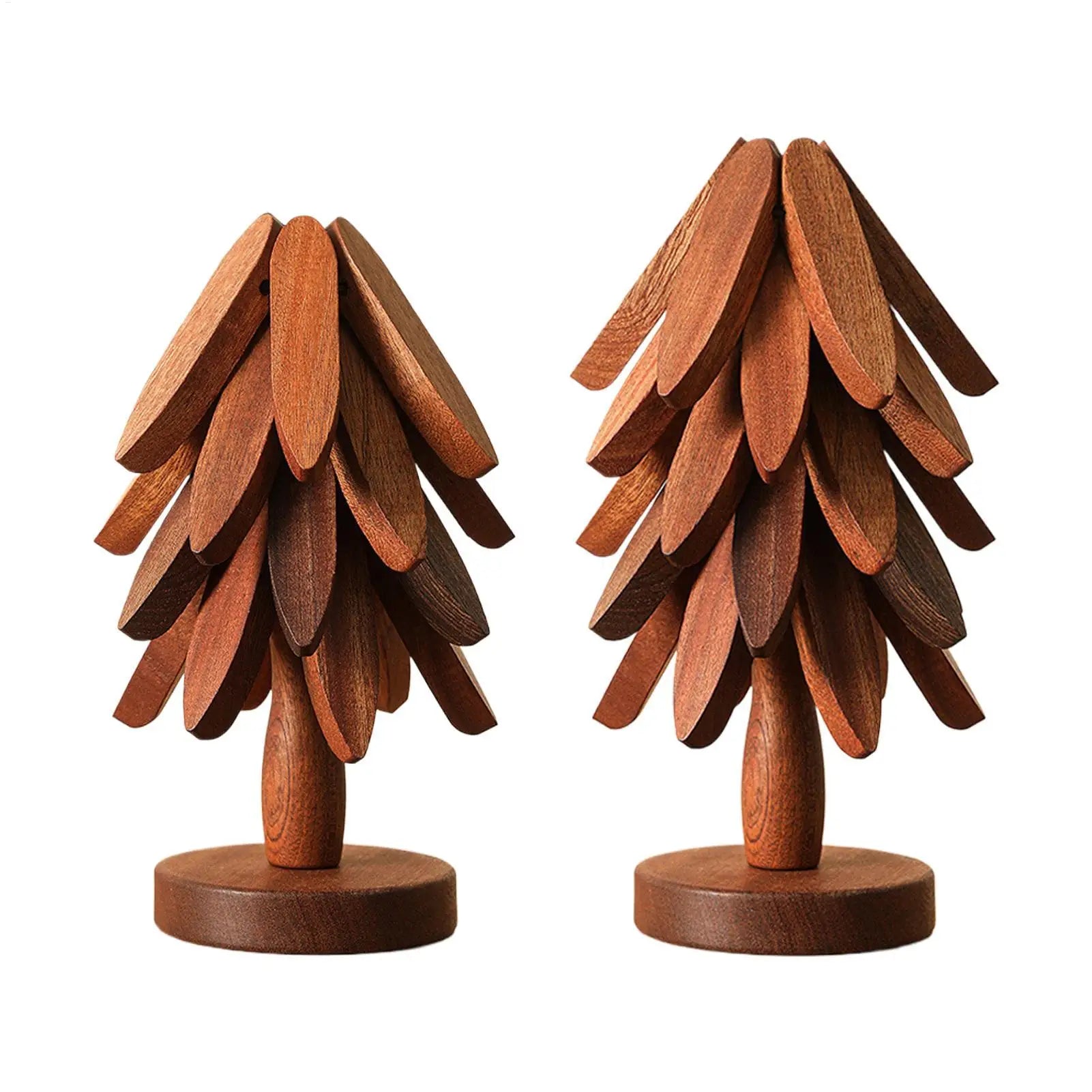 Christmas Tree Coaster Foldable Wood Trivet Pots Pans Bowls Xmas