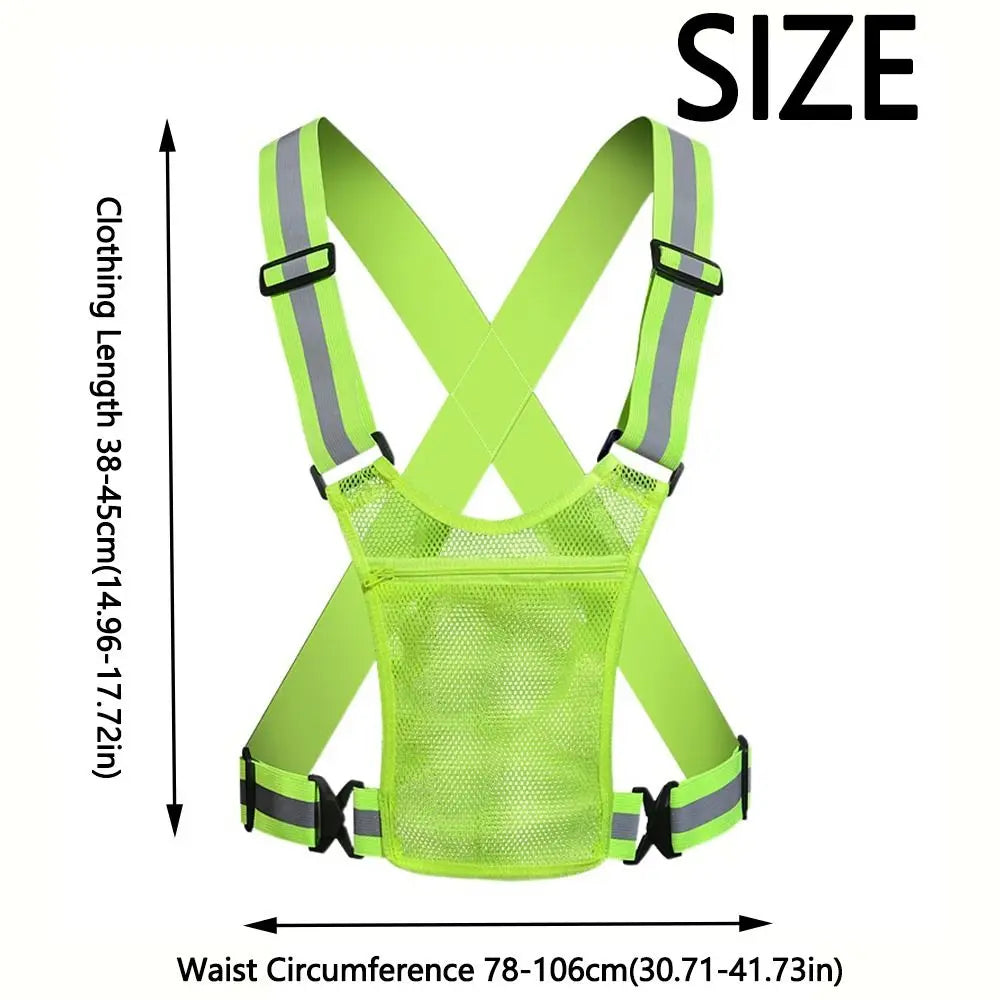 Elastic Cycling Reflective Vest with Phone Pouch Adjustable Motorcycle Riding Waistcoat Mesh Breathable Traffic Safety Vest Zpaxo
