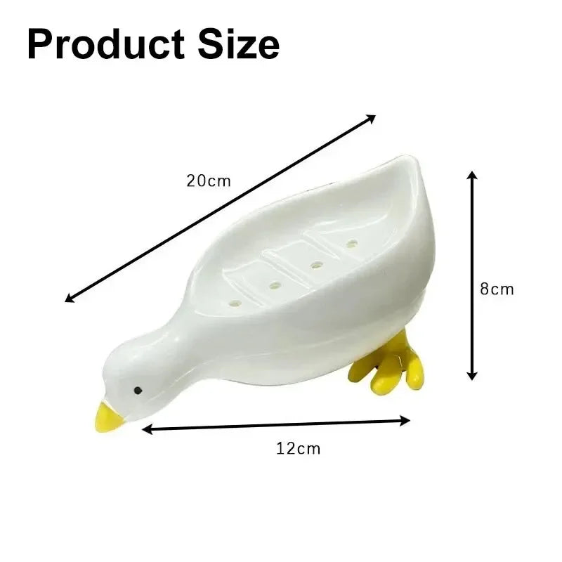 Cute Duck Soap Dish – Self-Draining Plastic Soap Holder Soap Dish Zpaxo