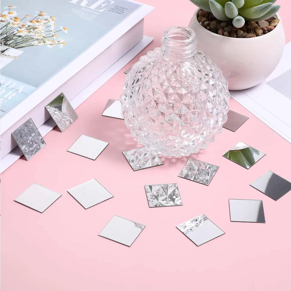 100pcs Mini Square Mirrors 1 cm Self-Adhesive Small Square Mirrors Acrylic Mirror Tiles Craft Home Decorative Mosaic Tiles Craft Zpaxo