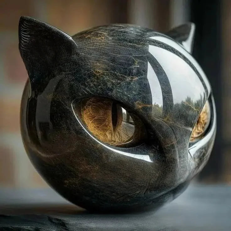 Mystic Black Cat Resin Sculpture – Gothic Witchy Home Decor Resin Sculpture Zpaxo A1