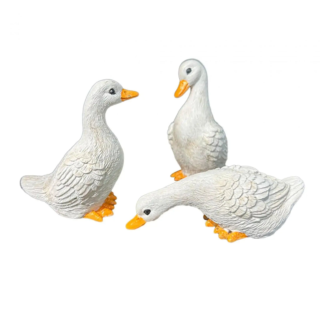 3Pcs Garden Decor Miniature Cute Resin Animal Figurines Duck Statues Home Decor for Bookshelf Farmhouse Outside Balcony Indoors Zpaxo
