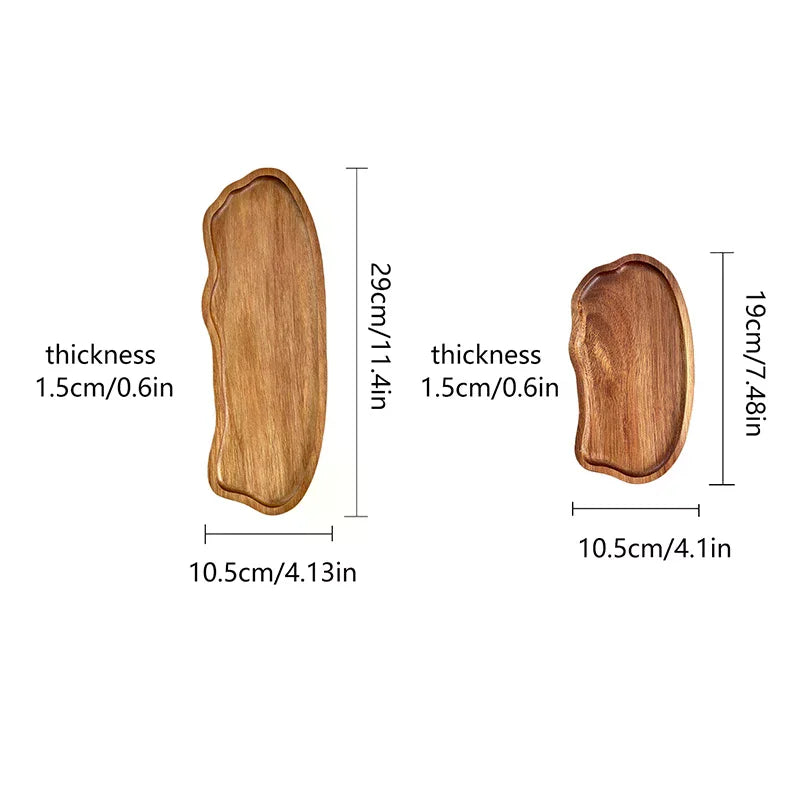 Wooden Tea Coffee Tray Fruit Dessert Candy Plate Wood Decorative Bread Snack Cake Food Dish Trays Tableware Japanese Style Zpaxo